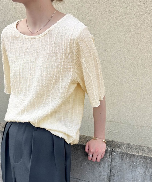 select MOCA(セレクトモカ)の「【選べる着丈】シャギーウェーブライントップス(Tシャツ/カットソー・レディース・ブラック/ベージュ/アイボリー/ブルー/ライトグリーン/ブラウン・MEDIUM/SMALL)」の19枚目の写真