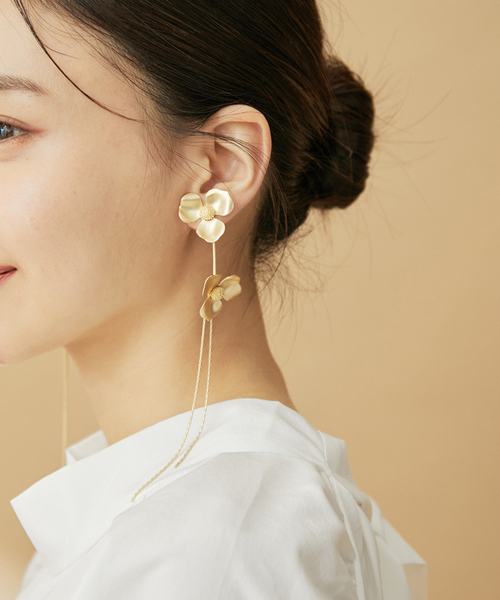 VIS（ビス）の「【追加】 ダブルフラワーイヤリング（イヤリング・レディース・シルバー/ゴールド・FREE）」の7枚目の写真