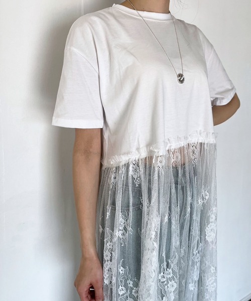 Jewelobe(ジュエローブ)の「レースドッキングオーバーサイズカットワンピース(ワンピース・レディース・ブラック/ホワイト/グレー・FREE)」の10枚目の写真
