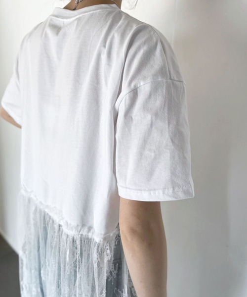 Jewelobe(ジュエローブ)の「レースドッキングオーバーサイズカットワンピース(ワンピース・レディース・ブラック/ホワイト/グレー・FREE)」の9枚目の写真