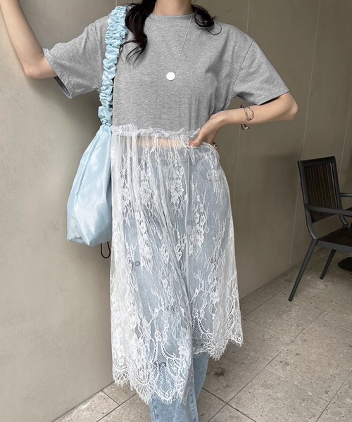 Jewelobe(ジュエローブ)の「レースドッキングオーバーサイズカットワンピース(ワンピース・レディース・ブラック/ホワイト/グレー・FREE)」の19枚目の写真