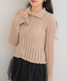 ❤️25新作 新品♡ maje ピンク色ニットジャケット♡　282 セール】 ボタニカル柄ジャカード ノーカラーダブルコート