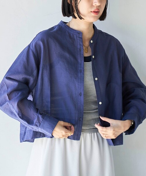 coen（コーエン）の「インディゴライクシアークロップドシャツ（シャツ/ブラウス・レディース・ライトブルー/ネイビー・M/L）」の15枚目の写真