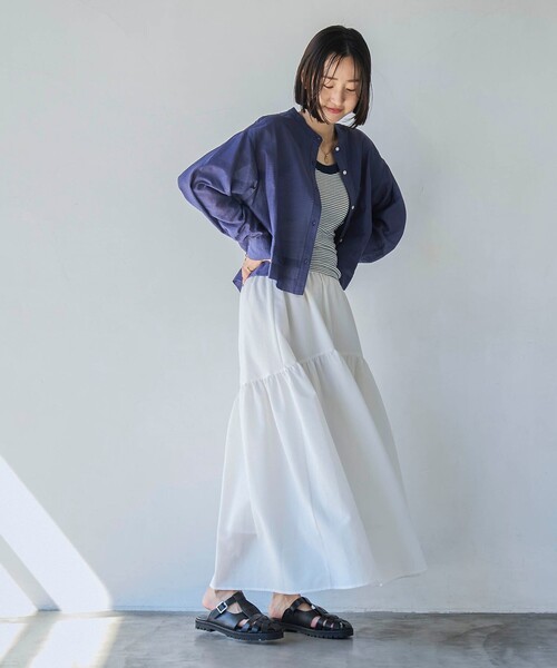 coen（コーエン）の「インディゴライクシアークロップドシャツ（シャツ/ブラウス・レディース・ライトブルー/ネイビー・M/L）」の19枚目の写真