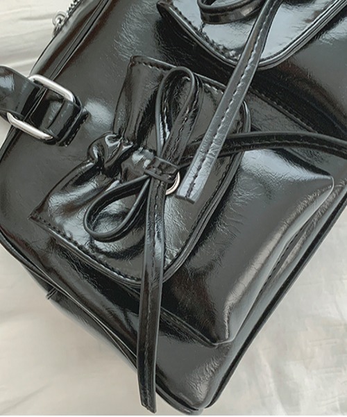 gossip！ロサンゼルス（ゴシップロサンゼルス）の「Y2K  【 8色展開 】  ダブルリボンデザイン ハンドバッグ/ペットボトル収納（トートバッグ・レディース・シルバー/ピンク/ホワイト/ブラック/ワイン/ブラウン/ダークブラウン/ボルドー/エンジ・FREE）」の22枚目の写真