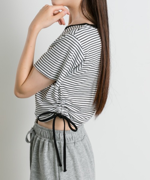 OLIVE des OLIVE(オリーブデオリーブ)の「裾ドロストTシャツ 1041060610(Tシャツ/カットソー・レディース・オフホワイト/ブラック/サックスブルー/イエロー/ピンク/ブラック系その他・FREE)」の3枚目の写真