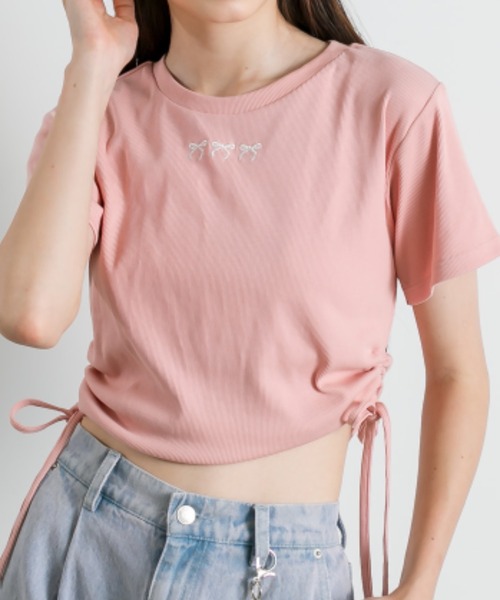 OLIVE des OLIVE(オリーブデオリーブ)の「裾ドロストTシャツ 1041060610(Tシャツ/カットソー・レディース・オフホワイト/ブラック/サックスブルー/イエロー/ピンク/ブラック系その他・FREE)」の6枚目の写真