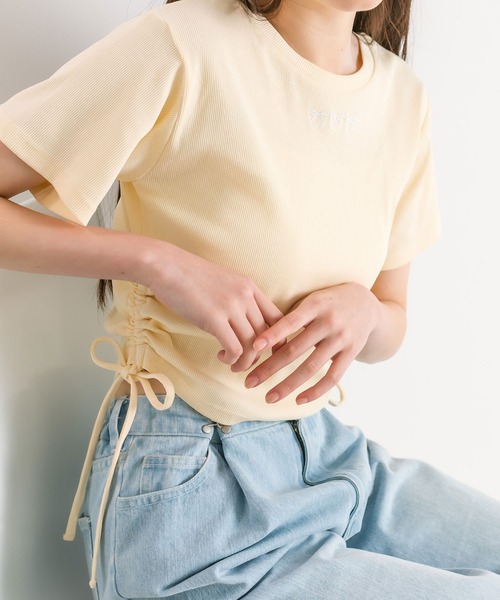 OLIVE des OLIVE(オリーブデオリーブ)の「裾ドロストTシャツ 1041060610(Tシャツ/カットソー・レディース・オフホワイト/ブラック/サックスブルー/イエロー/ピンク/ブラック系その他・FREE)」の5枚目の写真