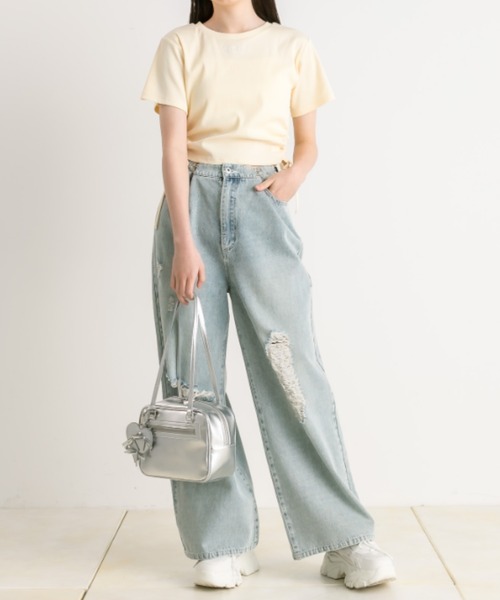 OLIVE des OLIVE(オリーブデオリーブ)の「裾ドロストTシャツ 1041060610(Tシャツ/カットソー・レディース・オフホワイト/ブラック/サックスブルー/イエロー/ピンク/ブラック系その他・FREE)」の16枚目の写真