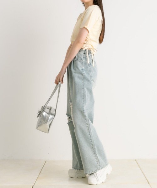 OLIVE des OLIVE(オリーブデオリーブ)の「裾ドロストTシャツ 1041060610(Tシャツ/カットソー・レディース・オフホワイト/ブラック/サックスブルー/イエロー/ピンク/ブラック系その他・FREE)」の17枚目の写真