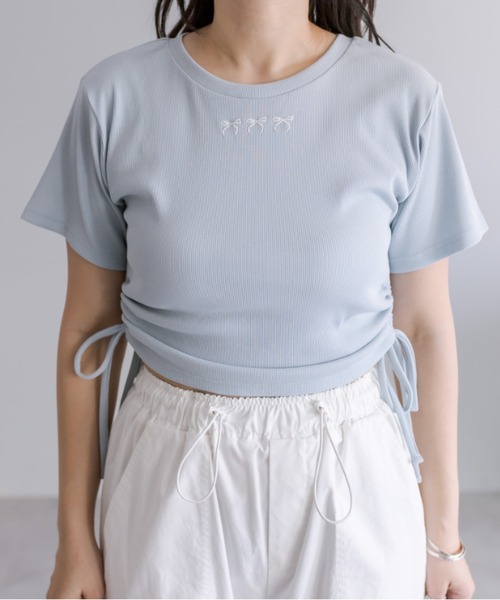 OLIVE des OLIVE(オリーブデオリーブ)の「裾ドロストTシャツ 1041060610(Tシャツ/カットソー・レディース・オフホワイト/ブラック/サックスブルー/イエロー/ピンク/ブラック系その他・FREE)」の10枚目の写真