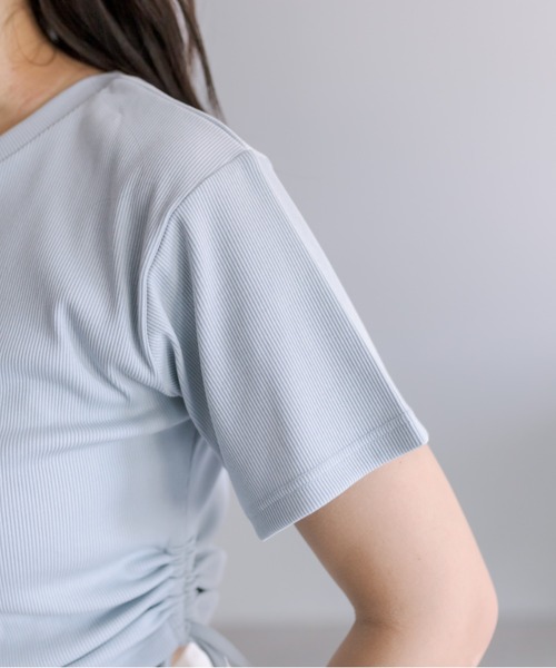 OLIVE des OLIVE(オリーブデオリーブ)の「裾ドロストTシャツ 1041060610(Tシャツ/カットソー・レディース・オフホワイト/ブラック/サックスブルー/イエロー/ピンク/ブラック系その他・FREE)」の7枚目の写真