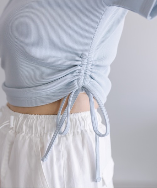 OLIVE des OLIVE(オリーブデオリーブ)の「裾ドロストTシャツ 1041060610(Tシャツ/カットソー・レディース・オフホワイト/ブラック/サックスブルー/イエロー/ピンク/ブラック系その他・FREE)」の8枚目の写真