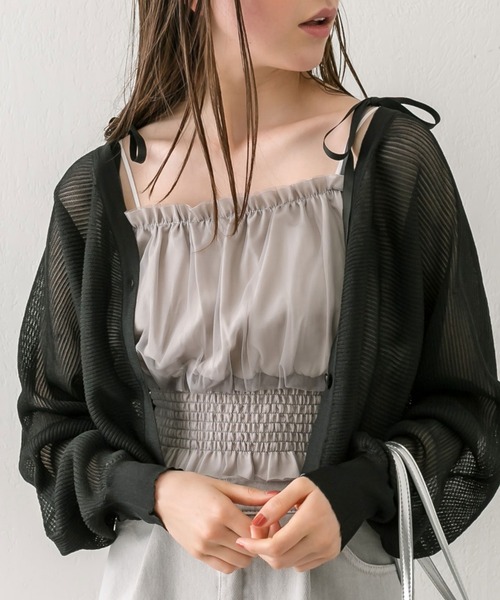 OLIVE des OLIVE(オリーブデオリーブ)の「きらきらシアカーデ 1041050240(カーディガン/ボレロ・レディース・シルバー/オフホワイト/ブルー/ブラック・FREE)」の2枚目の写真