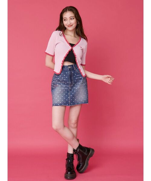 EVRIS（エヴリス）の「ワンポイントフリルニットカーディガン（カーディガン/ボレロ・レディース・ブラック/その他1/ピンク・FREE）」の12枚目の写真