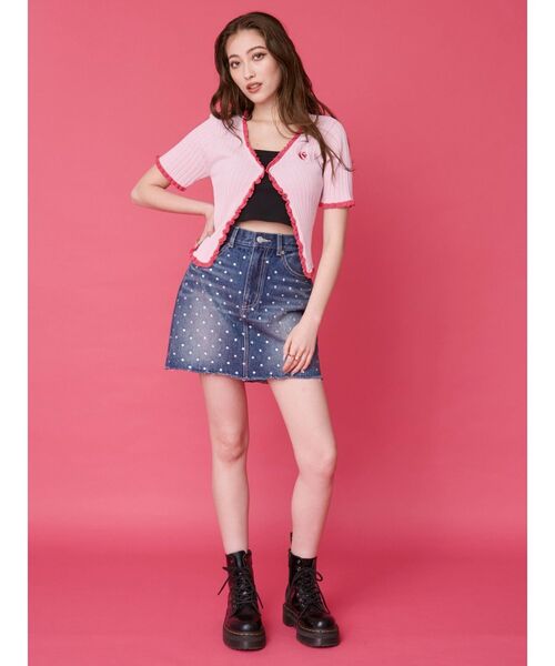 EVRIS（エヴリス）の「ワンポイントフリルニットカーディガン（カーディガン/ボレロ・レディース・ブラック/その他1/ピンク・FREE）」の13枚目の写真