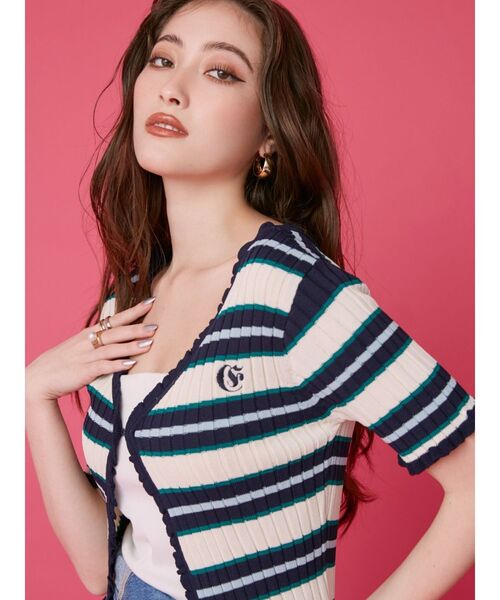 EVRIS（エヴリス）の「ワンポイントフリルニットカーディガン（カーディガン/ボレロ・レディース・ブラック/その他1/ピンク・FREE）」の14枚目の写真