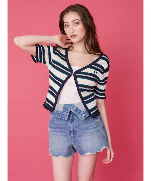 EVRIS（エヴリス）の「ワンポイントフリルニットカーディガン（カーディガン/ボレロ・レディース・ブラック/その他1/ピンク・FREE）」の16枚目の写真