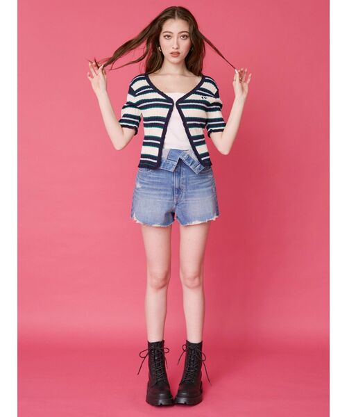 EVRIS（エヴリス）の「ワンポイントフリルニットカーディガン（カーディガン/ボレロ・レディース・ブラック/その他1/ピンク・FREE）」の17枚目の写真