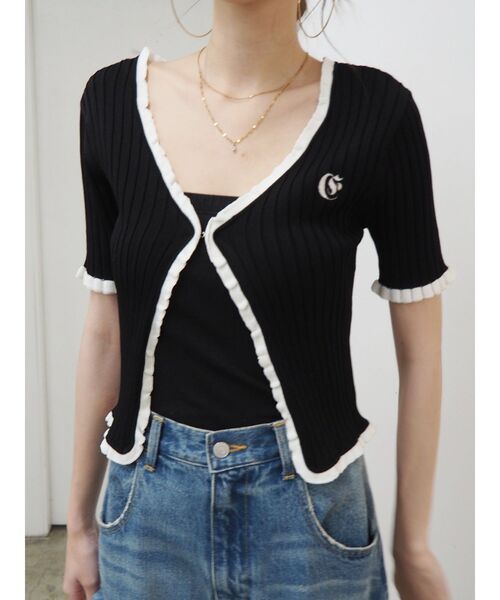 EVRIS（エヴリス）の「ワンポイントフリルニットカーディガン（カーディガン/ボレロ・レディース・ブラック/その他1/ピンク・FREE）」の20枚目の写真