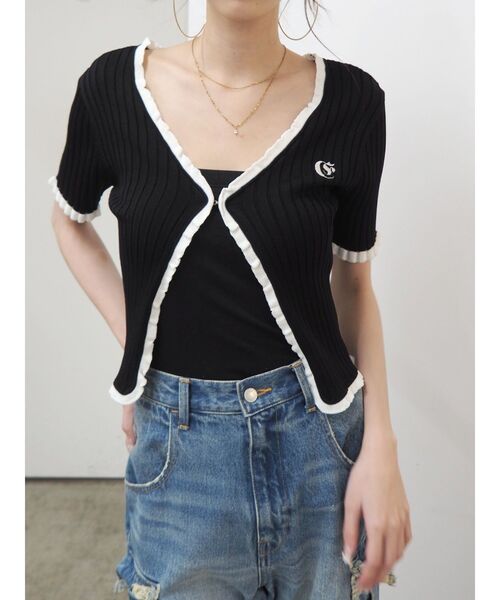 EVRIS（エヴリス）の「ワンポイントフリルニットカーディガン（カーディガン/ボレロ・レディース・ブラック/その他1/ピンク・FREE）」の21枚目の写真