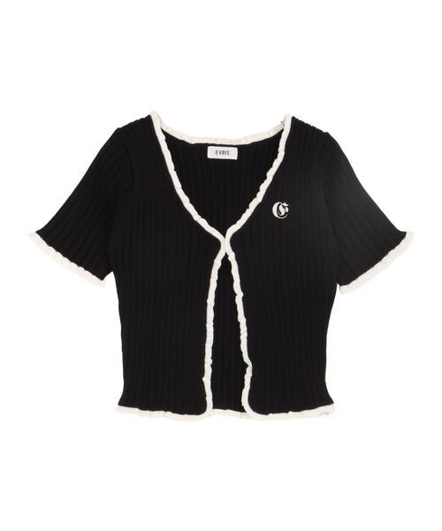 EVRIS（エヴリス）の「ワンポイントフリルニットカーディガン（カーディガン/ボレロ・レディース・ブラック/その他1/ピンク・FREE）」の7枚目の写真