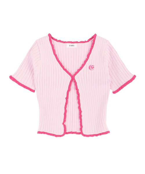 EVRIS（エヴリス）の「ワンポイントフリルニットカーディガン（カーディガン/ボレロ・レディース・ブラック/その他1/ピンク・FREE）」の8枚目の写真