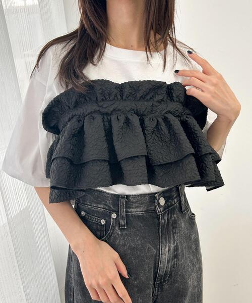 WEGO(ウィゴー)の「WEGO/ポコポコマルチWAY付けフリル(付け襟・レディース・ブラック/オフホワイト・FREE)」の2枚目の写真