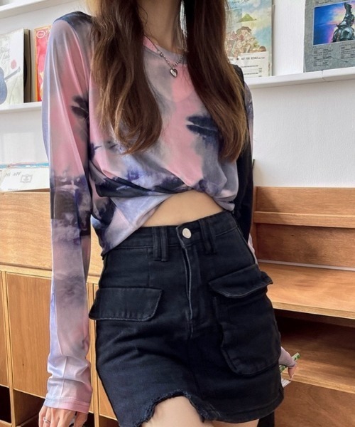 LADY LIKE（レディライク）の「タイダイ柄シアートップス（Tシャツ/カットソー・レディース・ピンク/グレー/その他・M）」の10枚目の写真