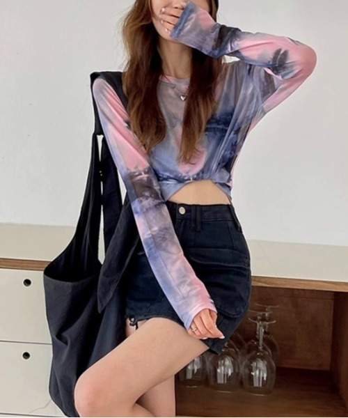 LADY LIKE（レディライク）の「タイダイ柄シアートップス（Tシャツ/カットソー・レディース・ピンク/グレー/その他・M）」の11枚目の写真