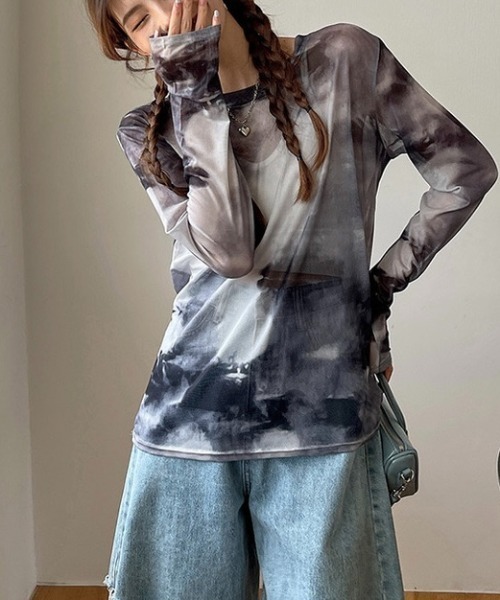 LADY LIKE（レディライク）の「タイダイ柄シアートップス（Tシャツ/カットソー・レディース・ピンク/グレー/その他・M）」の12枚目の写真
