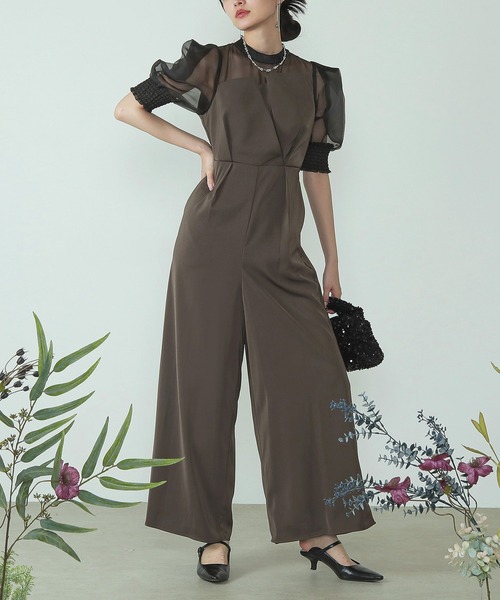 セール】シアーボックススリーブ ビスチェ パンツドレス パーティー