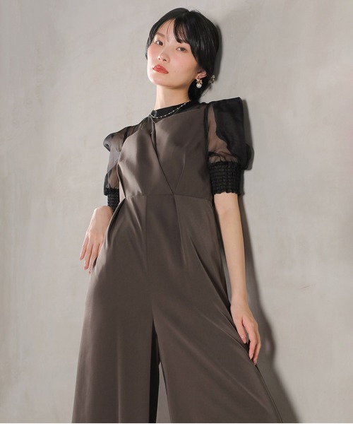 セール】シアーボックススリーブ ビスチェ パンツドレス パーティー