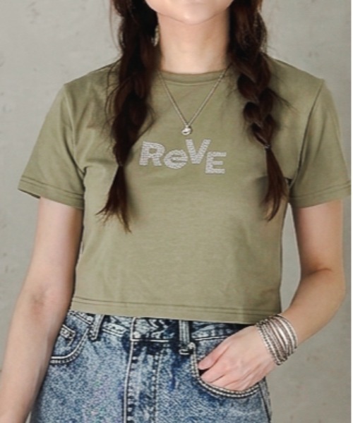 Per sist ence(パーシエンス)の「ラインストーンクロップドTシャツ(Tシャツ/カットソー・レディース・ピンク/ブラック/カーキ/オフホワイト/チャコールグレー・FREE)」の4枚目の写真