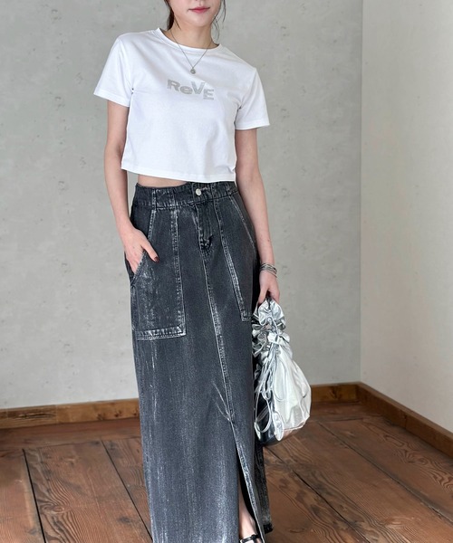 Per sist ence(パーシエンス)の「ラインストーンクロップドTシャツ(Tシャツ/カットソー・レディース・ピンク/ブラック/カーキ/オフホワイト/チャコールグレー・FREE)」の19枚目の写真