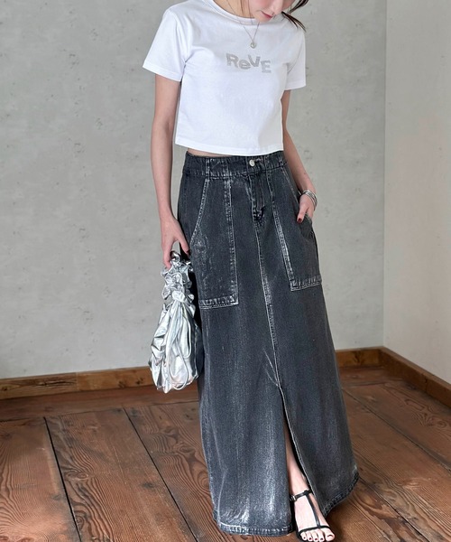 Per sist ence(パーシエンス)の「ラインストーンクロップドTシャツ(Tシャツ/カットソー・レディース・ピンク/ブラック/カーキ/オフホワイト/チャコールグレー・FREE)」の18枚目の写真