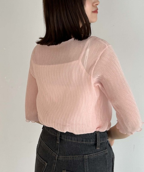 archives(アルシーヴ)の「シアー楊柳半袖ブラウス(シャツ/ブラウス・レディース・ブラック/グレー/ピンク/グリーン/アイボリー・MEDIUM)」の6枚目の写真