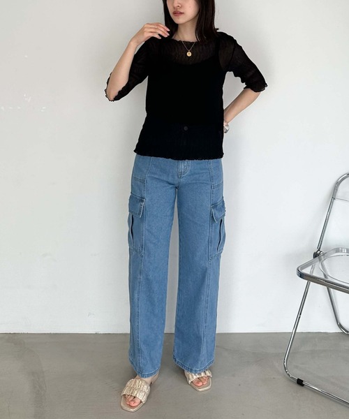 archives(アルシーヴ)の「シアー楊柳半袖ブラウス(シャツ/ブラウス・レディース・ブラック/グレー/ピンク/グリーン/アイボリー・MEDIUM)」の16枚目の写真