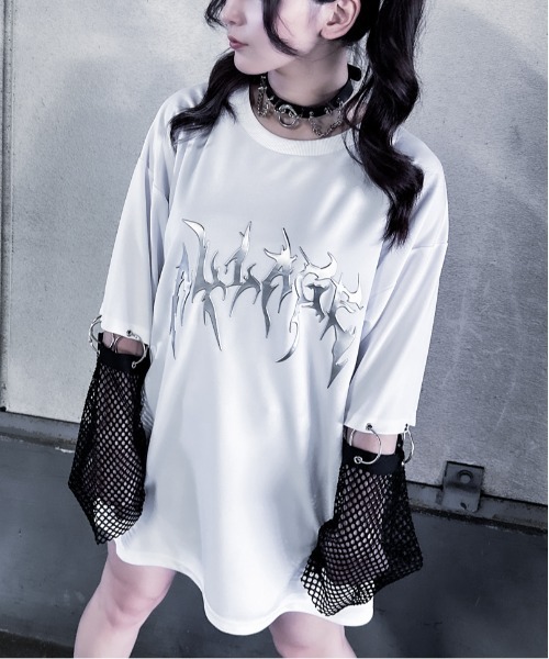 JOHN'S CLOSET(ジョンズクローゼット)の「【13】MESH ARM 2WAY METAL PRINT TEE(Tシャツ/カットソー・メンズ・ホワイト/ブラック・MEDIUM/LARGE)」の16枚目の写真