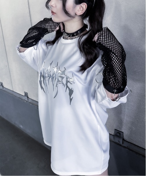 JOHN'S CLOSET(ジョンズクローゼット)の「【13】MESH ARM 2WAY METAL PRINT TEE(Tシャツ/カットソー・メンズ・ホワイト/ブラック・MEDIUM/LARGE)」の18枚目の写真