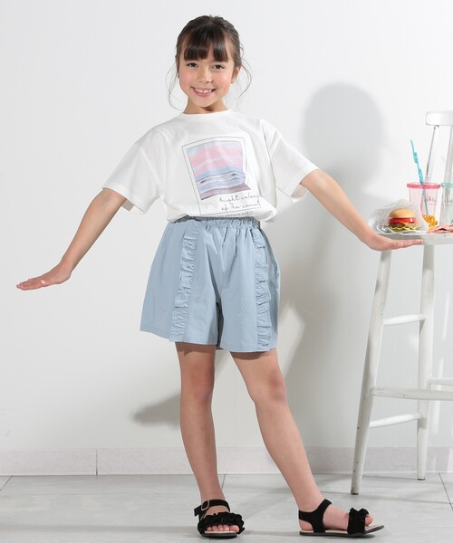 SHOO・LA・RUE（シューラルー）の「◆【110-140cm/吸水速乾】フリル使いショートパンツ（その他パンツ・キッズ・サックスブルー/ブラック/パープル・14/13/12/11）」の9枚目の写真