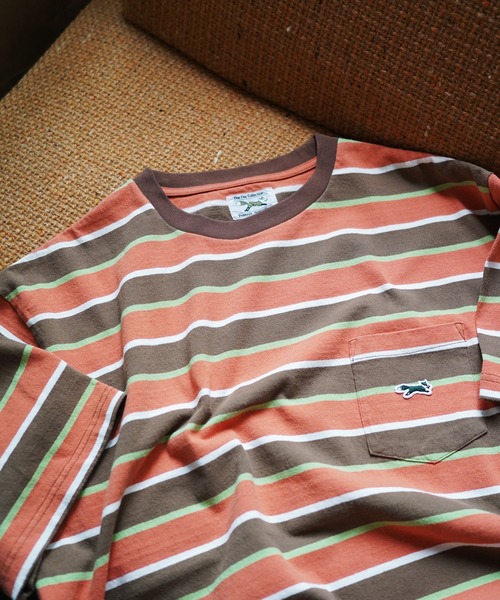 PENNEYS(ぺニーズ)の「【PENNEY'S ぺニーズ】 THE FOX MULTI BORDER POCKET TEE ボーダーTEE(Tシャツ/カットソー・メンズ・オレンジ/ブラウン・LARGE/MEDIUM)」の1枚目の写真