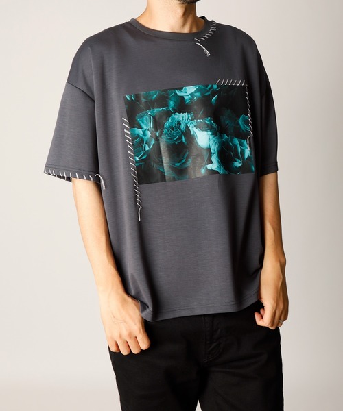 INASTUDIOS ZOO（イーナストゥディオスズー）の「「INASTUDIOS SELECT」ダンボールニット ハンドステッチ ルーズフィット プリントTシャツ（Tシャツ/カットソー・メンズ・ホワイト/ブラック/チャコールグレー・LARGE/X-LARGE/MEDIUM）」の3枚目の写真