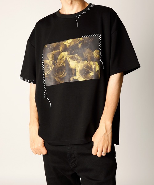 INASTUDIOS ZOO（イーナストゥディオスズー）の「「INASTUDIOS SELECT」ダンボールニット ハンドステッチ ルーズフィット プリントTシャツ（Tシャツ/カットソー・メンズ・ホワイト/ブラック/チャコールグレー・LARGE/X-LARGE/MEDIUM）」の2枚目の写真