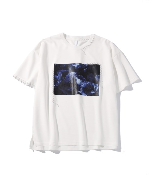 INASTUDIOS ZOO（イーナストゥディオスズー）の「「INASTUDIOS SELECT」ダンボールニット ハンドステッチ ルーズフィット プリントTシャツ（Tシャツ/カットソー・メンズ・ホワイト/ブラック/チャコールグレー・LARGE/X-LARGE/MEDIUM）」の14枚目の写真
