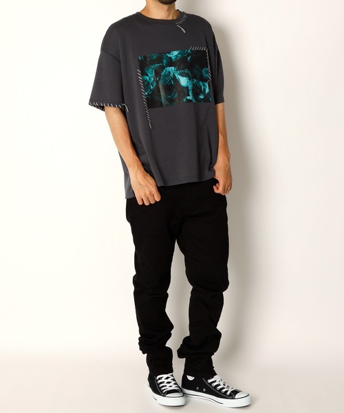 INASTUDIOS ZOO（イーナストゥディオスズー）の「「INASTUDIOS SELECT」ダンボールニット ハンドステッチ ルーズフィット プリントTシャツ（Tシャツ/カットソー・メンズ・ホワイト/ブラック/チャコールグレー・LARGE/X-LARGE/MEDIUM）」の12枚目の写真