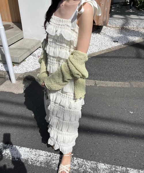 RiLi（リリ）の「肩リボンティアードキャミワンピ【RL】（ワンピース・レディース・ホワイト/ブラック/アイボリー・FREE）」の18枚目の写真