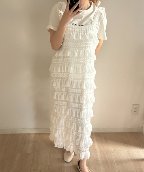 RiLi（リリ）の「肩リボンティアードキャミワンピ【RL】（ワンピース・レディース・ホワイト/ブラック/アイボリー・FREE）」の19枚目の写真