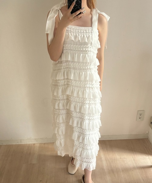 RiLi（リリ）の「肩リボンティアードキャミワンピ【RL】（ワンピース・レディース・ホワイト/ブラック/アイボリー・FREE）」の21枚目の写真