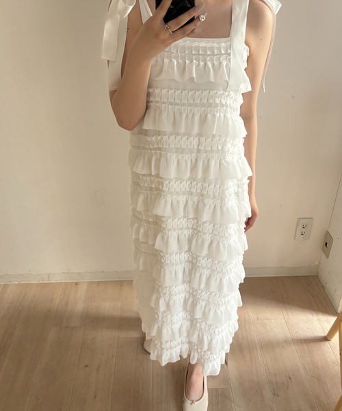 RiLi（リリ）の「肩リボンティアードキャミワンピ【RL】（ワンピース・レディース・ホワイト/ブラック/アイボリー・FREE）」の22枚目の写真